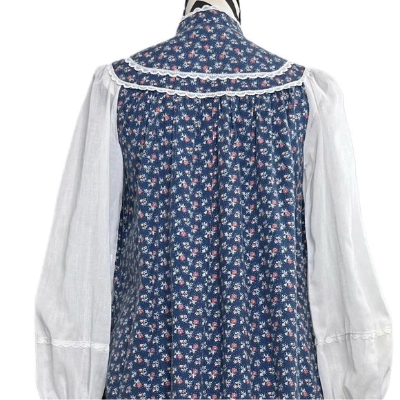 Gunne Sax Vintage 1970's Cottagecore Puff Sleeve Floral Sz 9 Midi Dress - Picture 5 of 16